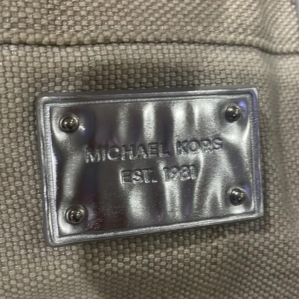 Michael Kors Canvas Tote with Silver Accents on Handle and logo emblem - Picture 3 of 14